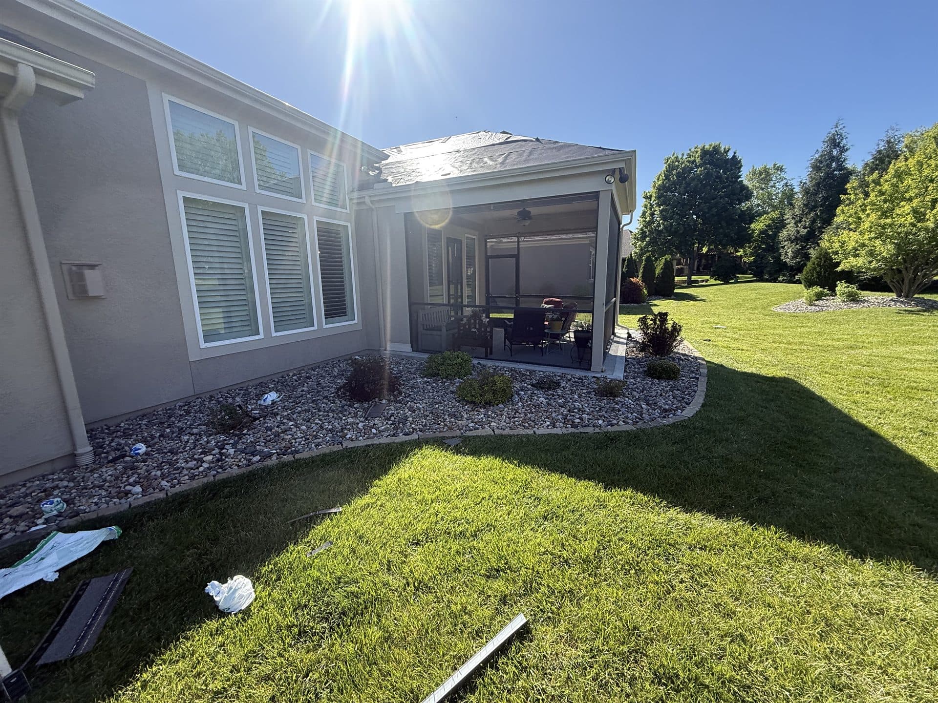 New roof on a Kansas City metro home on a clear sunny day