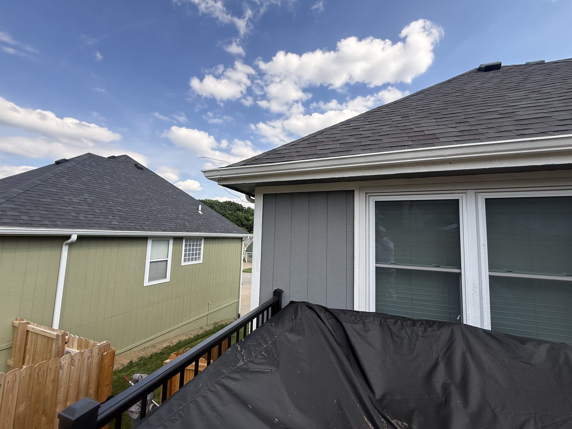 Completed roof replacement on a single-story Kansas City metro home