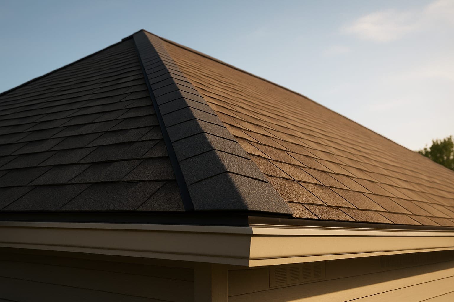 Ridge vent installation on a residential roof in Kansas