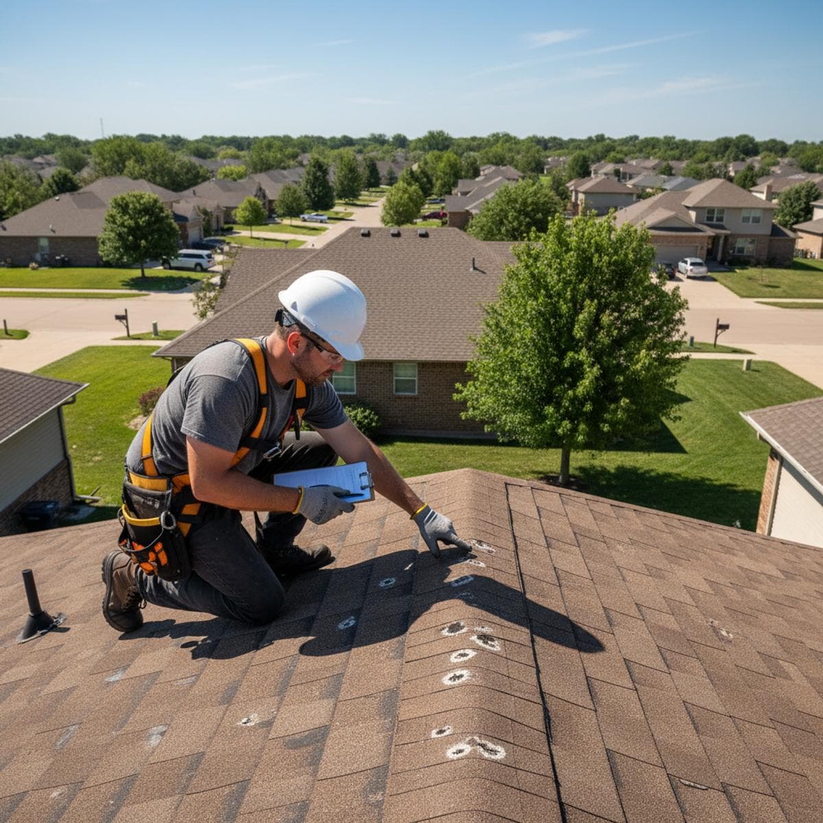 Professional roof inspection after hailstorm