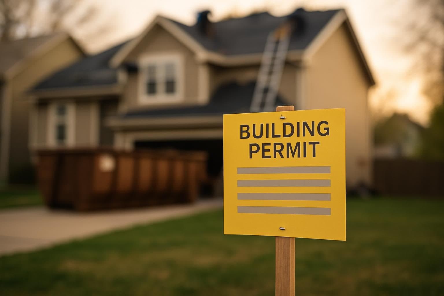 Building inspection placard on a Johnson County roofing project