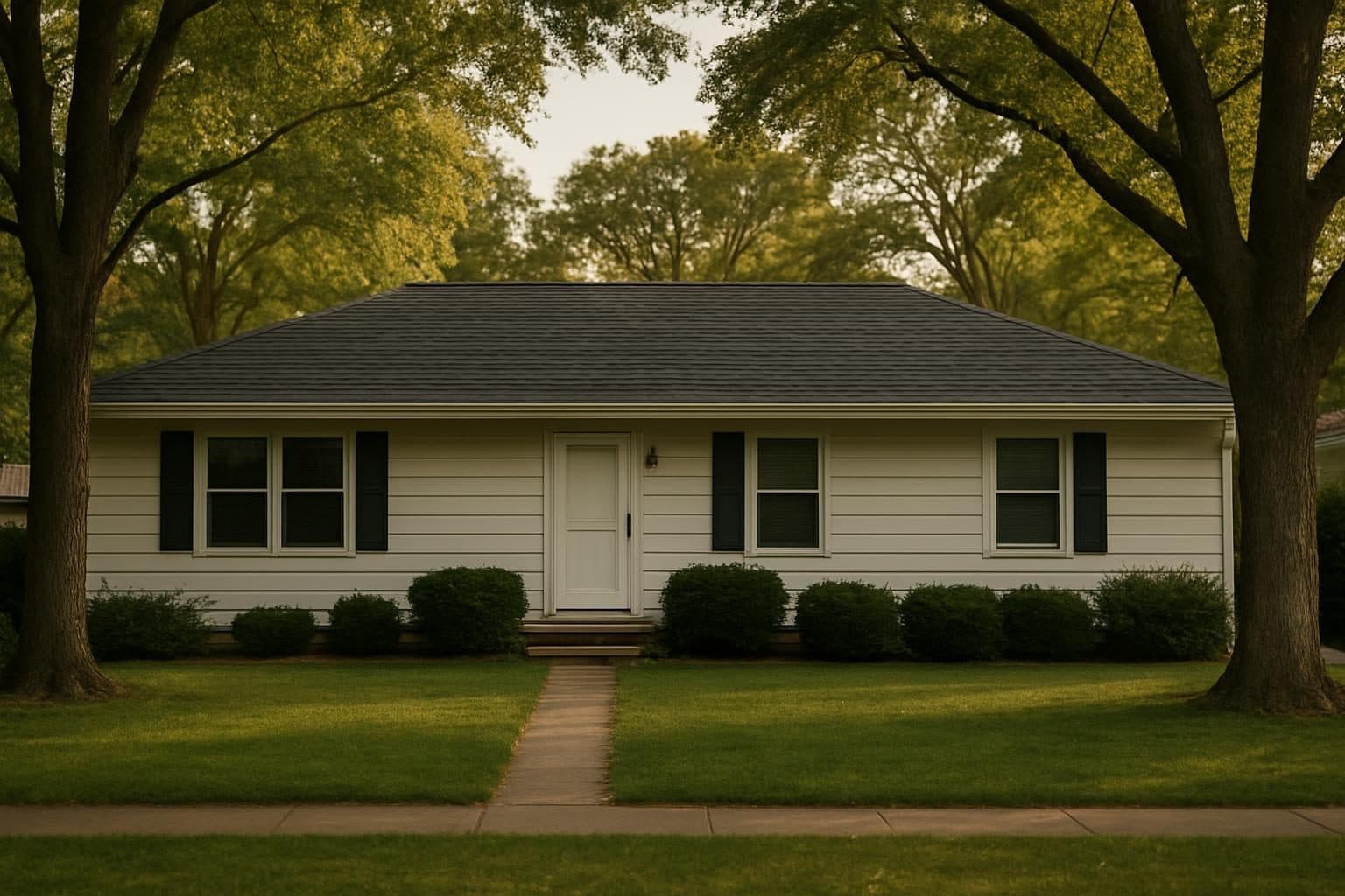 New architectural shingle roof on a classic Kansas ranch home