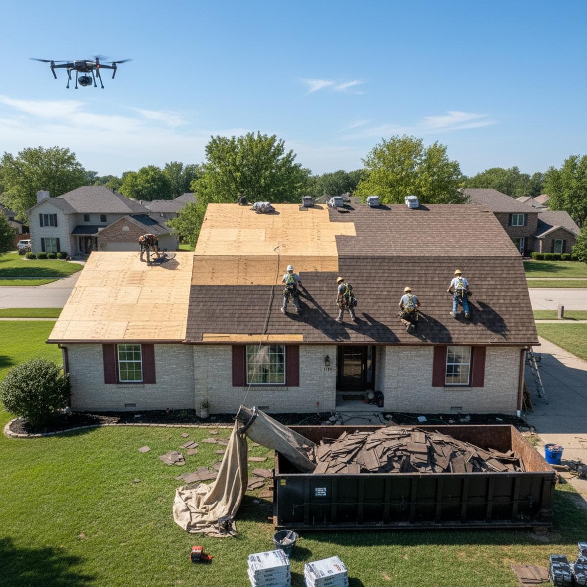 Roof replacement project in progress in Kansas