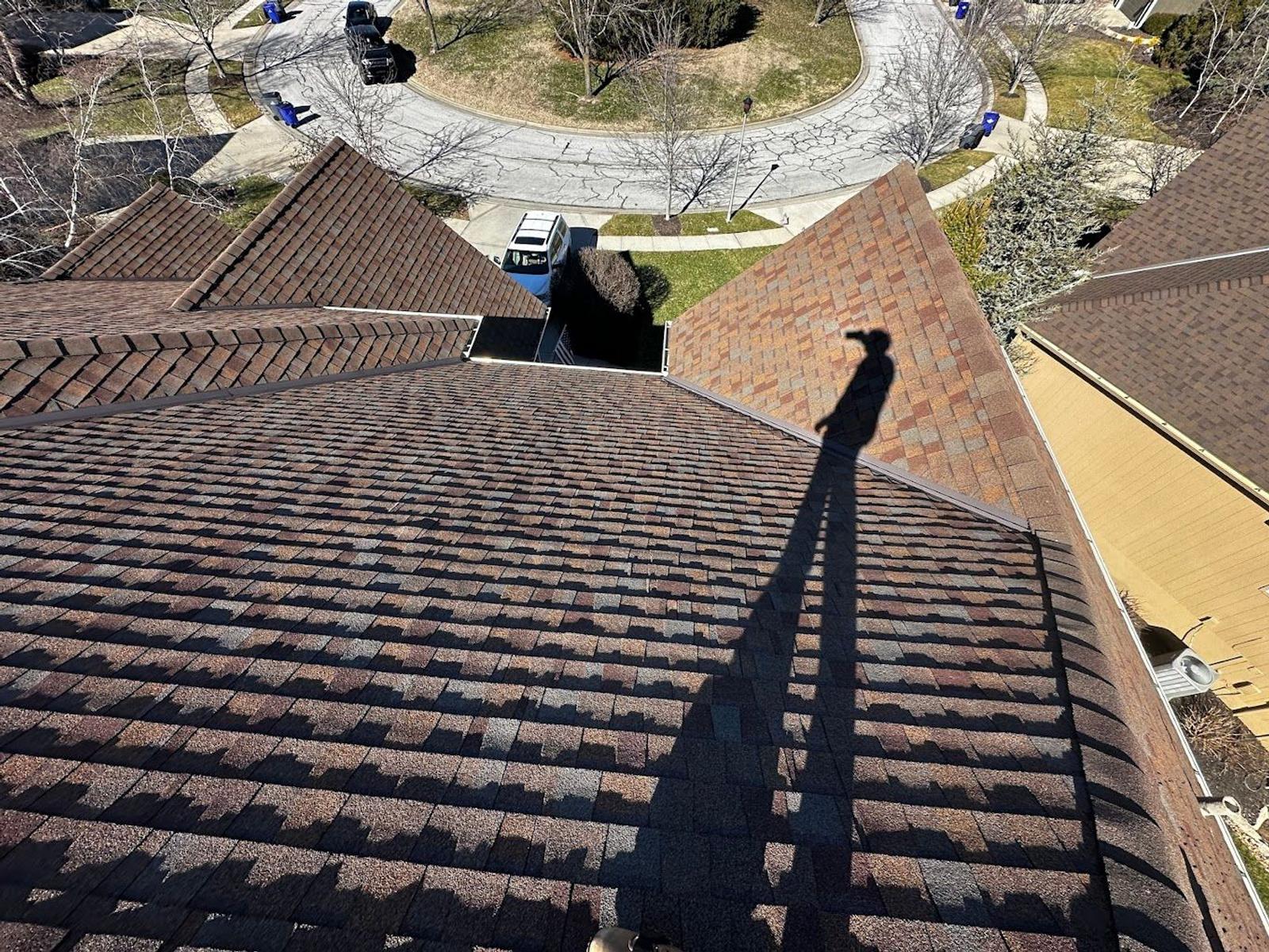 Shingle roof close-up inspection by MCO Roofing