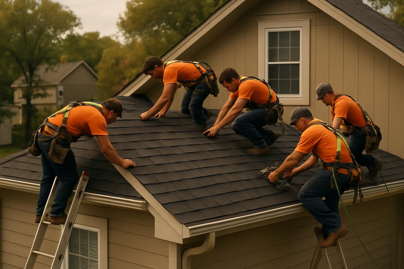MCO Roofing team completing a roof project in Shawnee Kansas